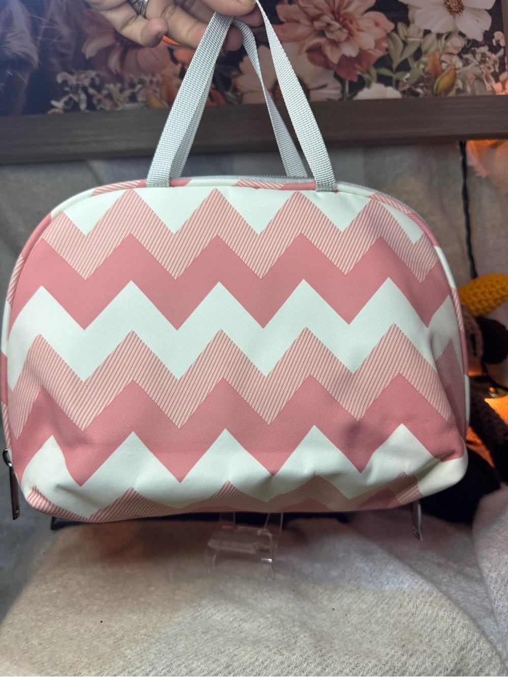 Chevron Pattern Pink and White Women's Handbag